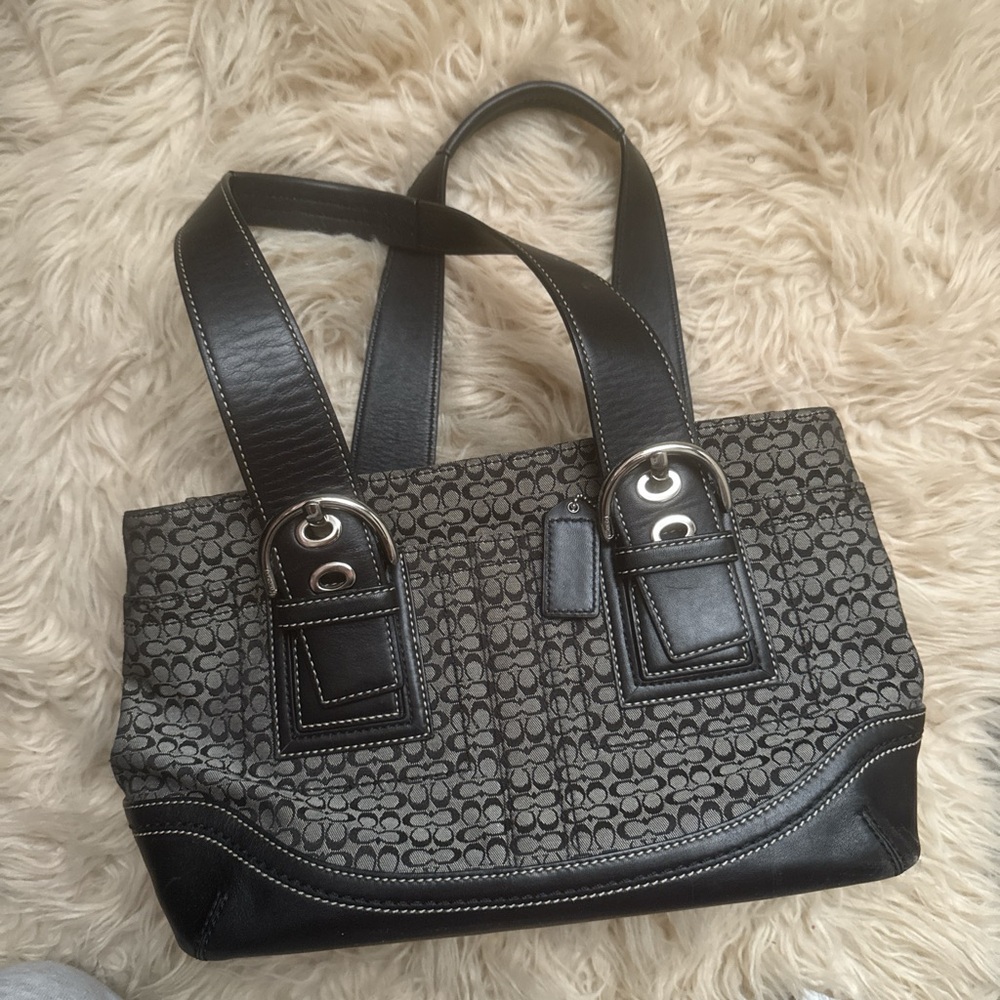 Vintage Coach Bag - black and grey